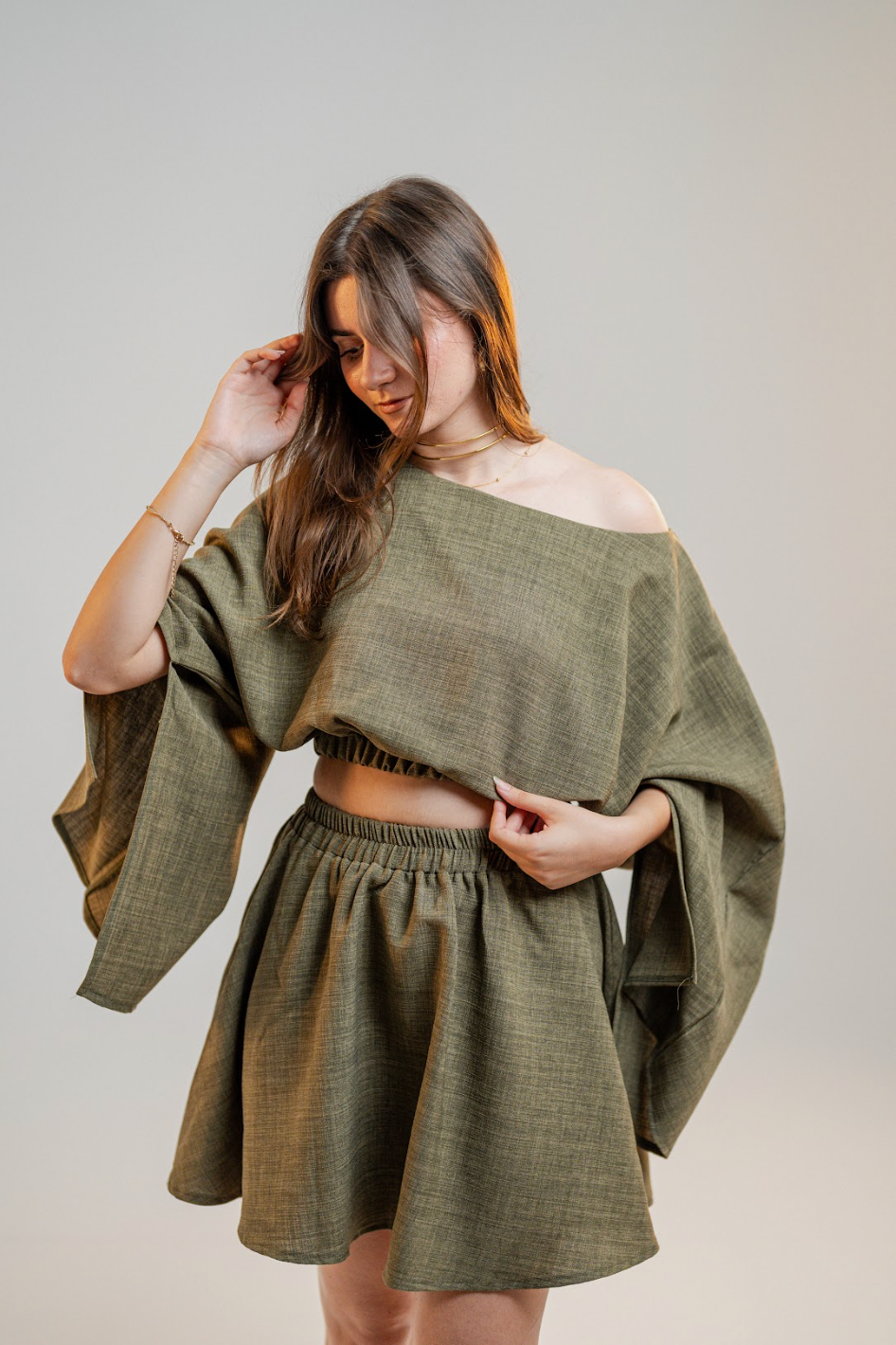 Olive One Shoulder Top