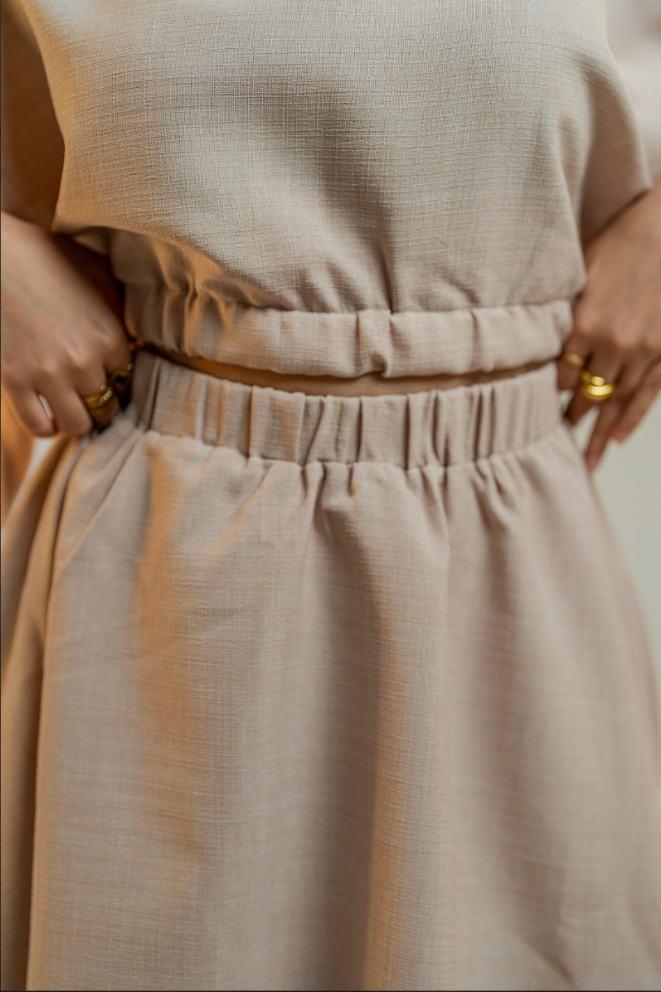 Beige One Shoulder Top